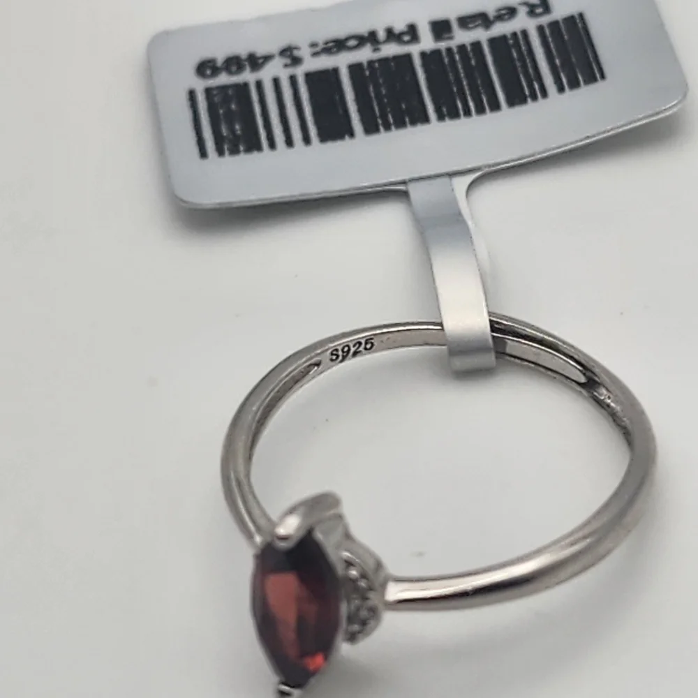 NWT Sterling Silver & Natural Garnet Adjustable Ring